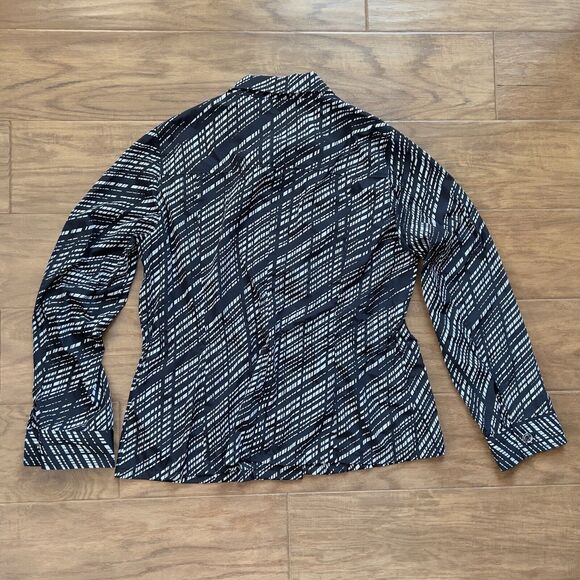 Calvin Klein Jacket Shirt Shacket Size L Cargo Button Up Black/White Geometric - Picture 2 of 8